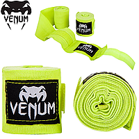 Боксерские бинты для единоборств бинты под боксерские перчатки Venum Boxing Handwraps Neo Yellow (4м.)