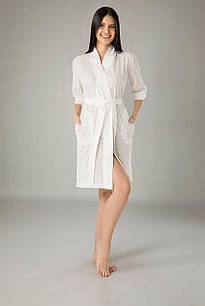 Жіночий халат, бавовняний Nusa 0421 кремовий XL