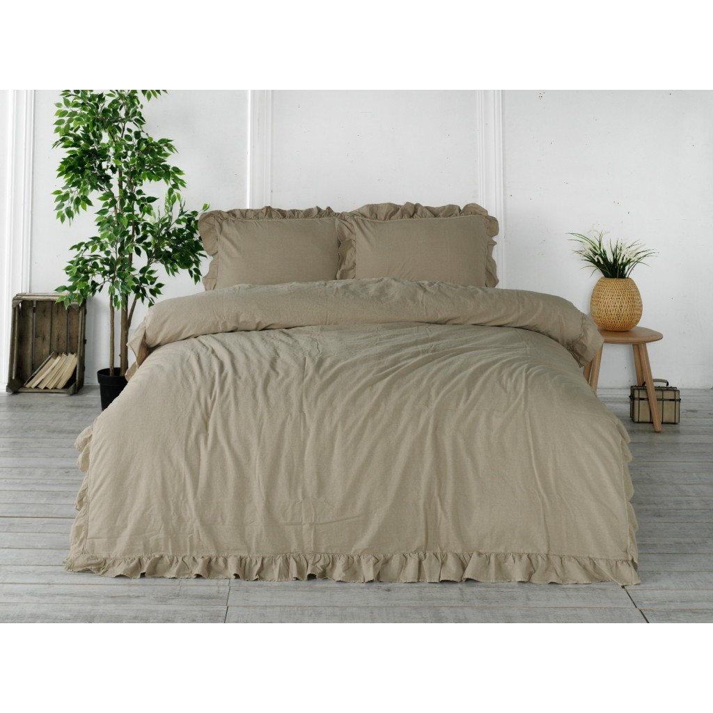Постільна білизна Limasso Stonewashed Exclusive Ranforse 200 х 220 см Oxford Tan, фото 1