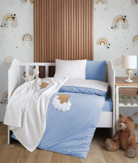 Дитяча постільна білизна з льодом Elita Baby 100x150 cм Bear Beige Голубий
