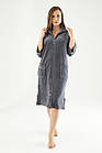 Жіночий халат Nusa 0321 велюровий на блискавки, антрацит 4XL, фото 3