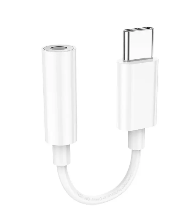 Перехідник адаптер Hoco USB Type-C AUX 3,5 mm female 8 см White (LS35)