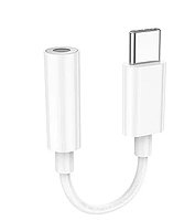 Переходник адаптер Hoco USB Type-C AUX 3,5 mm female 8 cм White (LS35)