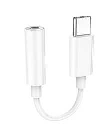 Перехідник адаптер Hoco USB Type-C AUX 3,5 mm female 8 см White (LS35)