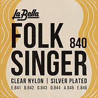 Струны для классической гитары La Bella 840 Folksinger Clear Nylon Golden Alloy Medium Tension