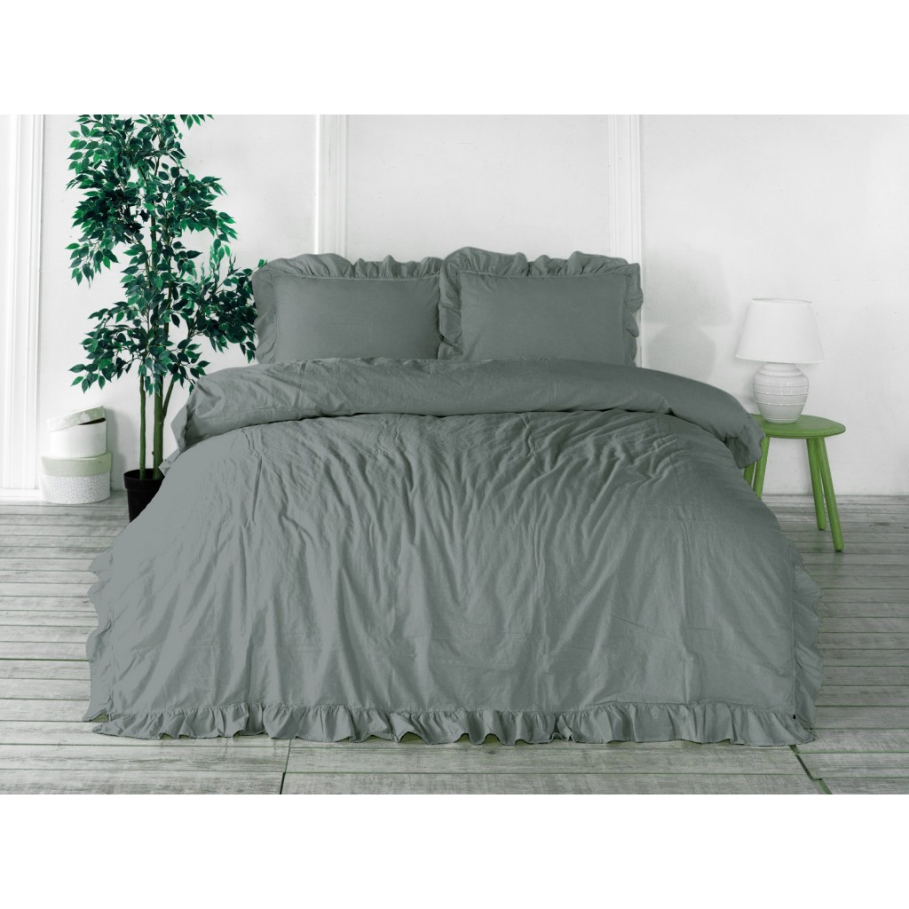 Постільна білизна Limasso Stonewashed Exclusive Ranforce 160 х 220 см Natural Green, фото 1