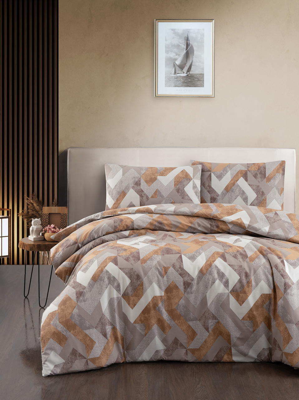 Постільна білизна First Choice Homesko Ranforse 160 х 220 см Rayce Brown, фото 1