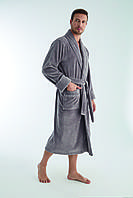 Мужской велюровый халат Nusa 1330 серый XL