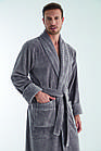 Чоловічий велюровий халат Nusa 1330 сірий 2XL, фото 4