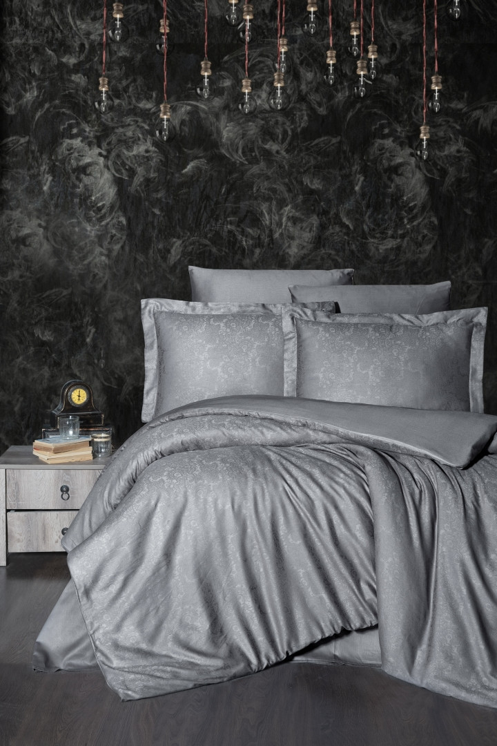 Постільна білизна First Choice Jacquard Satin 200 х 220 см Sare Smoke