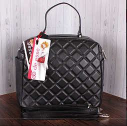 Сумка жіноча чорна стильна з натуральної шкіри, містка