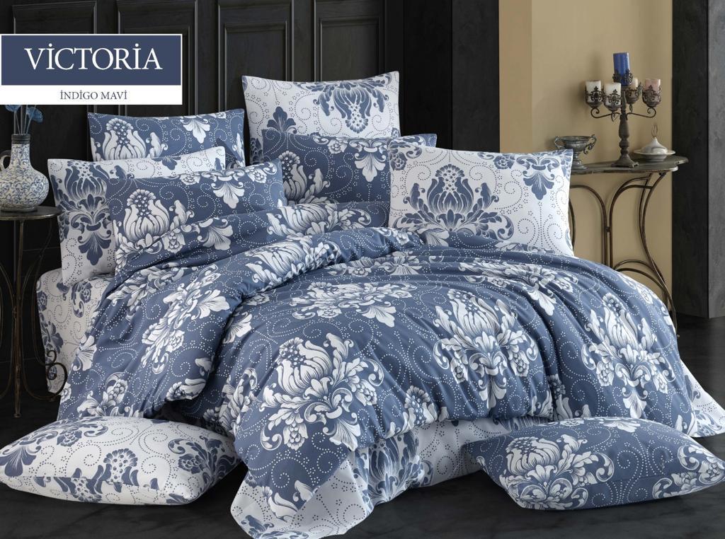 Постільна білизна EVA Ranforce 160 х 220 см. Victoria Indigo-Mavi, фото 1