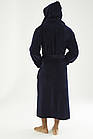 Чоловічий халат велюровий Nusa 7230 з капюшоном, темно-синій, 2XL, фото 6