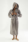 Чоловічий велюровий халат Nusa 7230 з капюшоном, бежевий, 2XL, фото 2