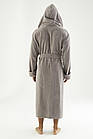 Чоловічий велюровий халат Nusa 7230 з капюшоном, бежевий, 2XL, фото 3