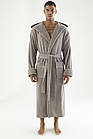 Чоловічий велюровий халат Nusa 7230 з капюшоном, бежевий, M, фото 6