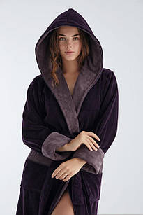 Жіночий халат Nusa 4145 з капюшоном, Фіолетовий XL