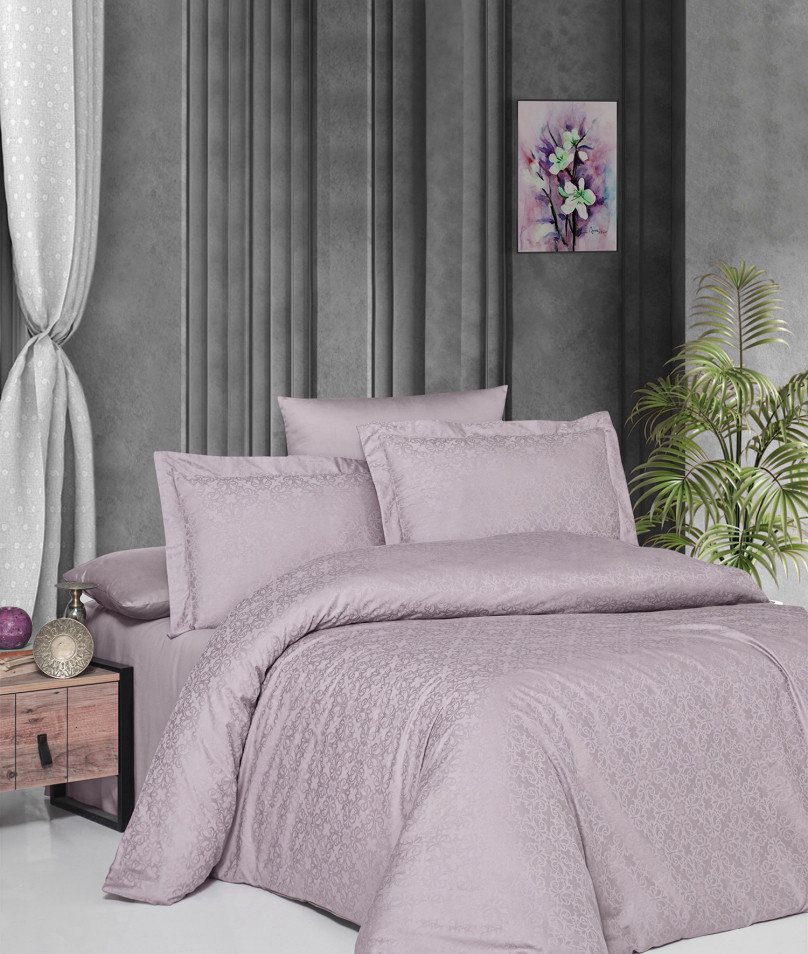 Постільна білизна First Choice Jacquard Satin 200 х 220 см Lamone Lavender, фото 1