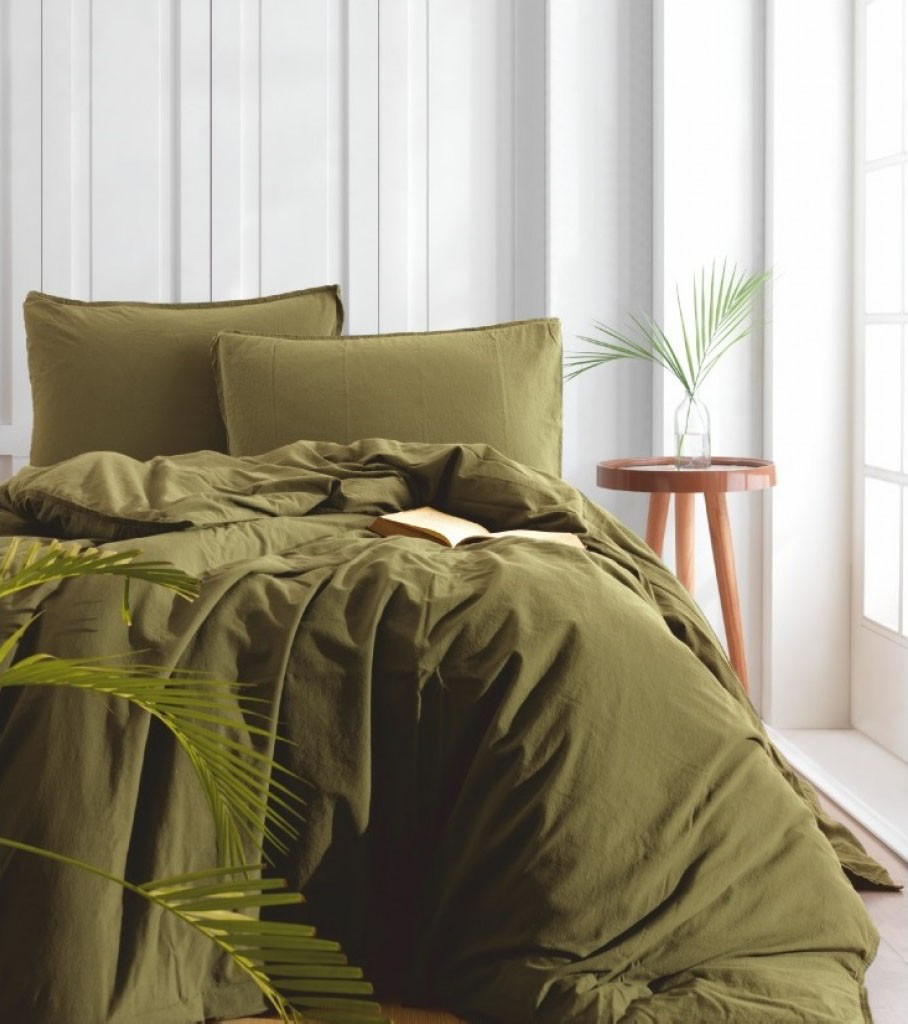 Постільна білизна Limasso Stonewashed Ranforse 160 х 220 см Capulet Olive, фото 1
