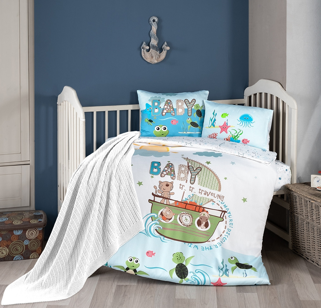 Дитячий комплект постільної білизни з пледом First Choice Baby Digital Satin Nirvana 100х150 см. Discover, фото 1