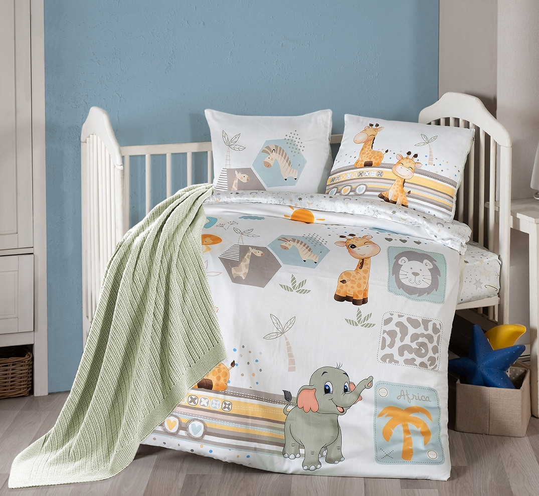 Дитячий комплект постільної білизни з пледом First Choice Baby Digital Satin Nirvana 100х150 см. Safari, фото 1