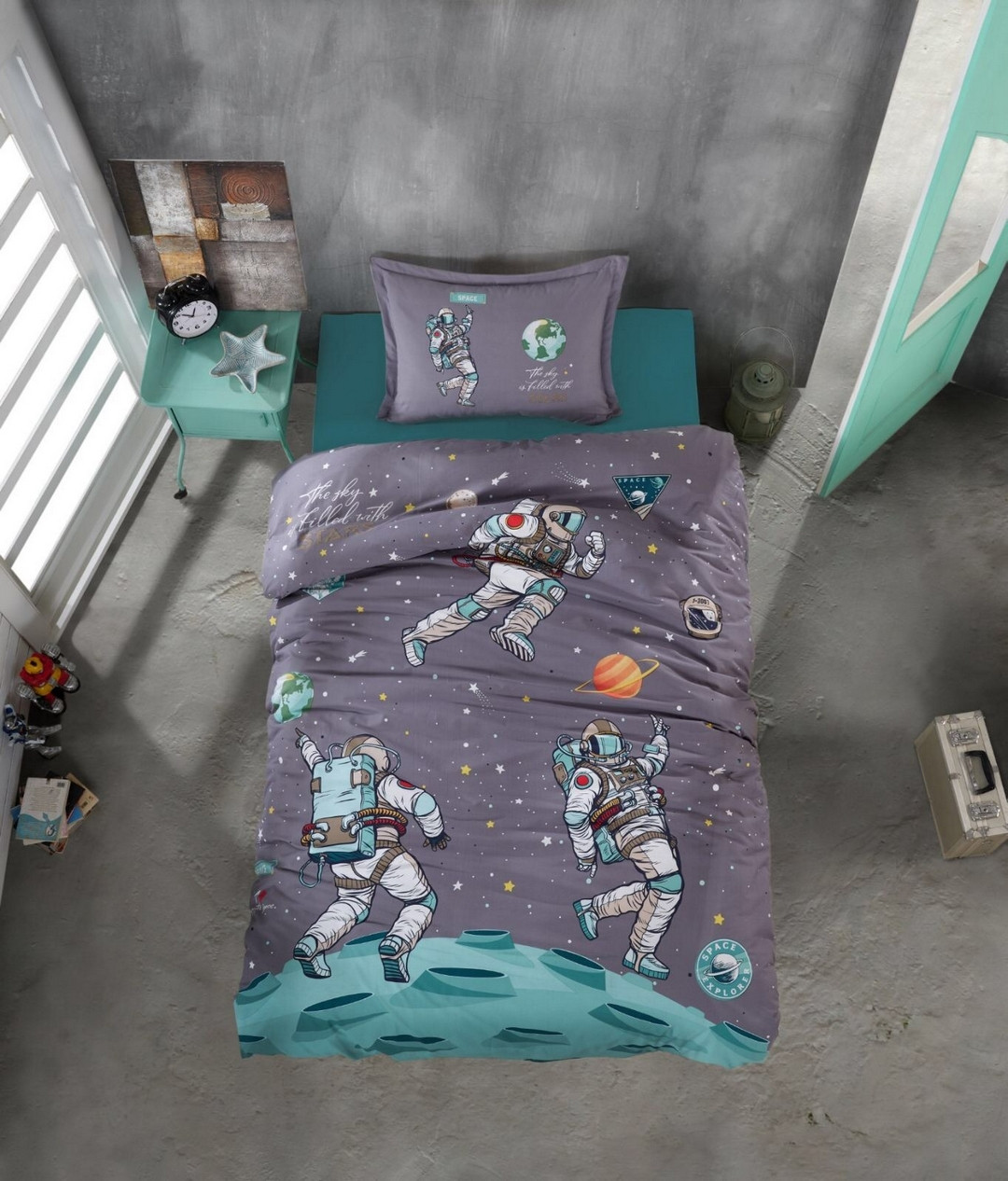 Дитяча постільна білизна Clasy Ranforce 160х220 Space