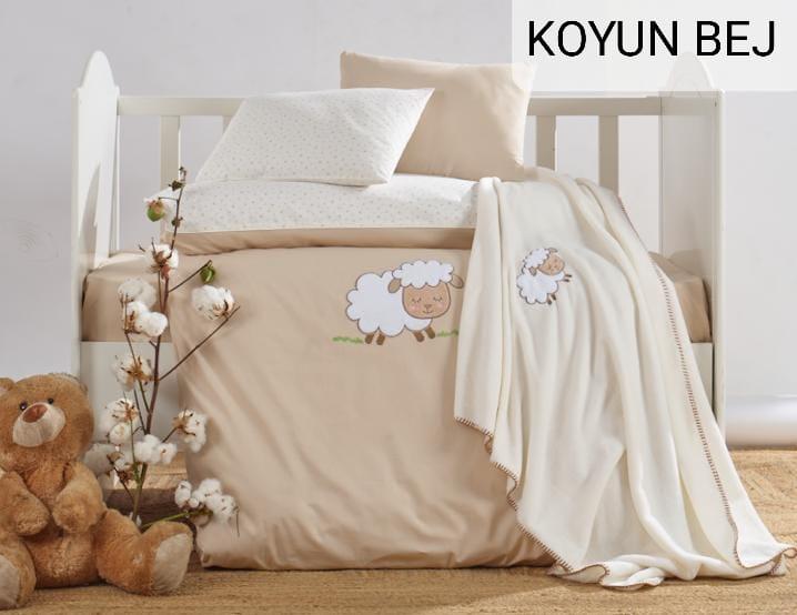 Дитяча постільна білизна з плюшевим пледом Elita Baby в ліжечко Koyun Bej