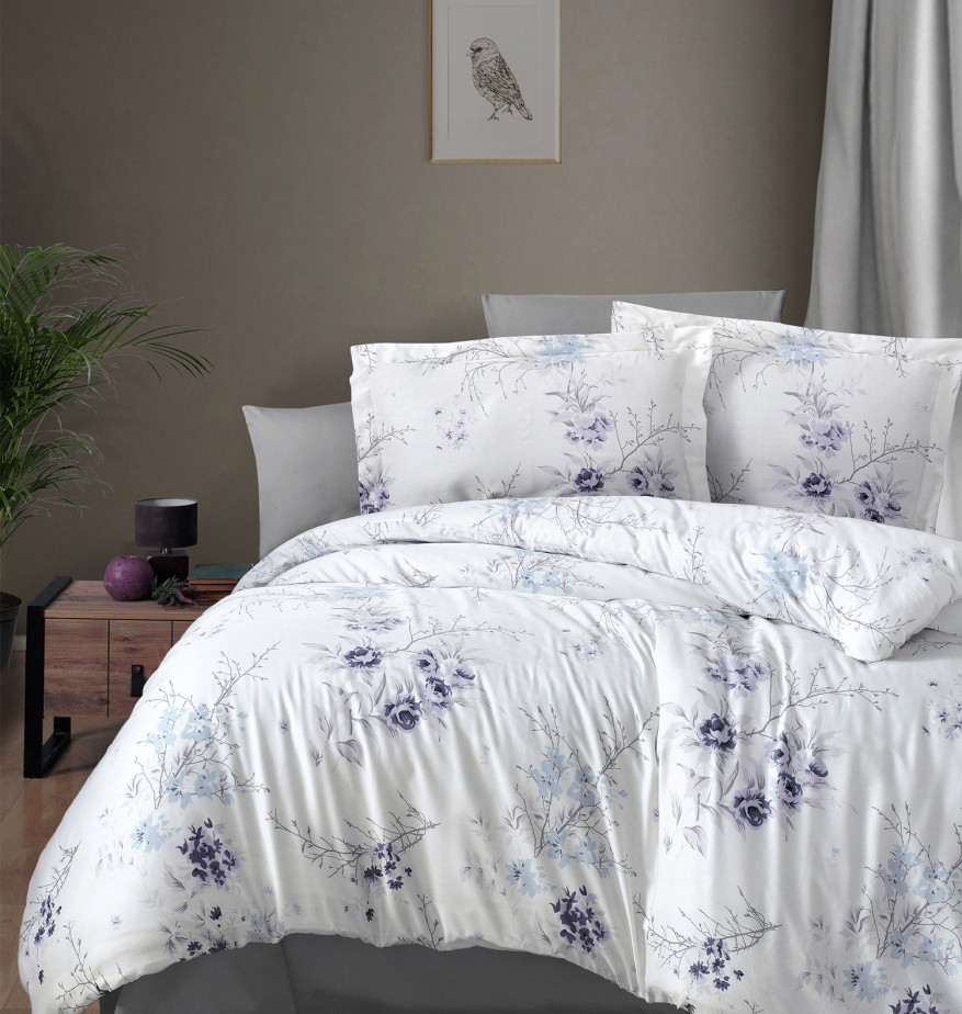 Постільна білизна First Choice Cotton Satin 160 х 220 см Leena Lilac, фото 1