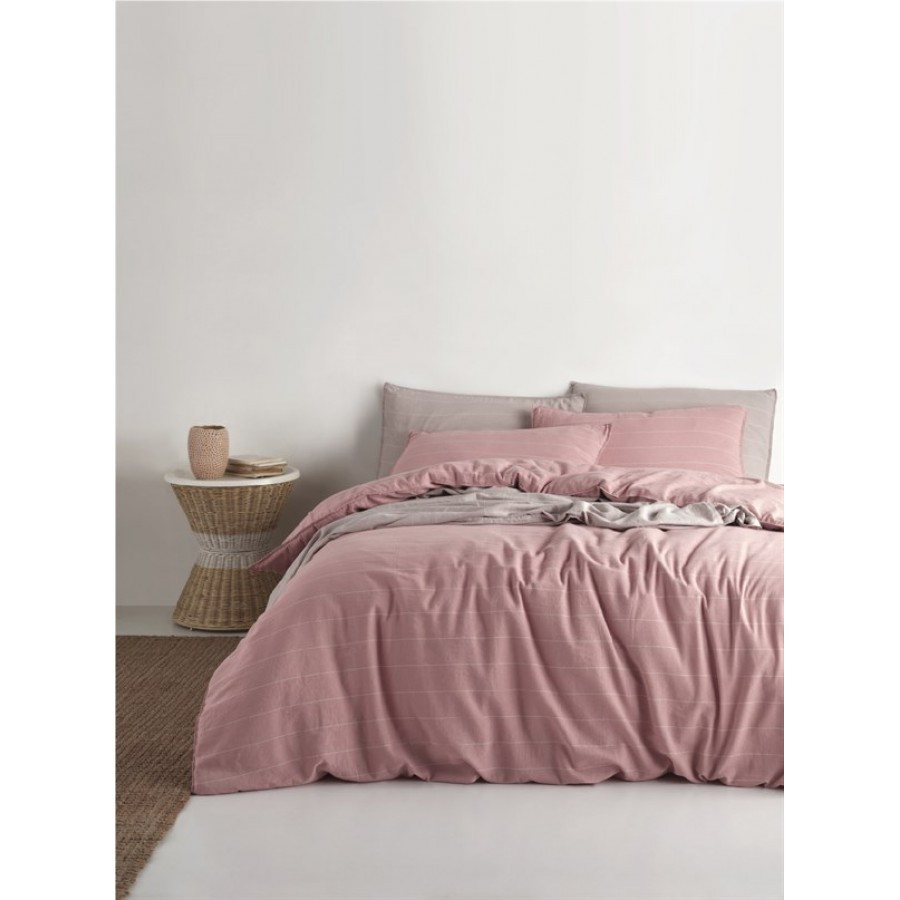 Постільна білизна Limasso Stonewashed Ranforse 200 х 220 см Aura Pudra, фото 1