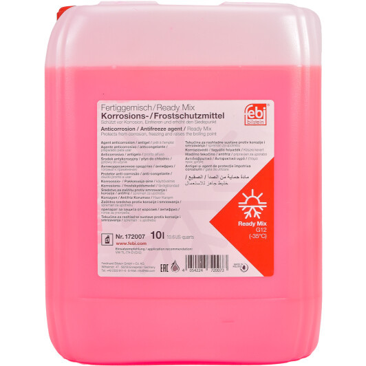 Febi G12 червоний -35 °C, 10 л (172007) готовий антифриз, фото 1