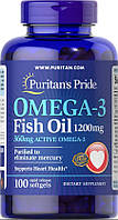 Омега-3 риб'ячий жир Puritan's Pride Omega-3 Fish Oil 1200 mg 100 гел капсул жирні кислоти