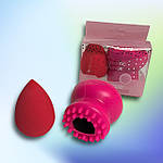 Набір: спонж для макіяжу з ефектом збільшення в розмірі і щітка для очищення обличчя Powder Puff, фото 4