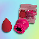 Набір: спонж для макіяжу з ефектом збільшення в розмірі і щітка для очищення обличчя Powder Puff, фото 3