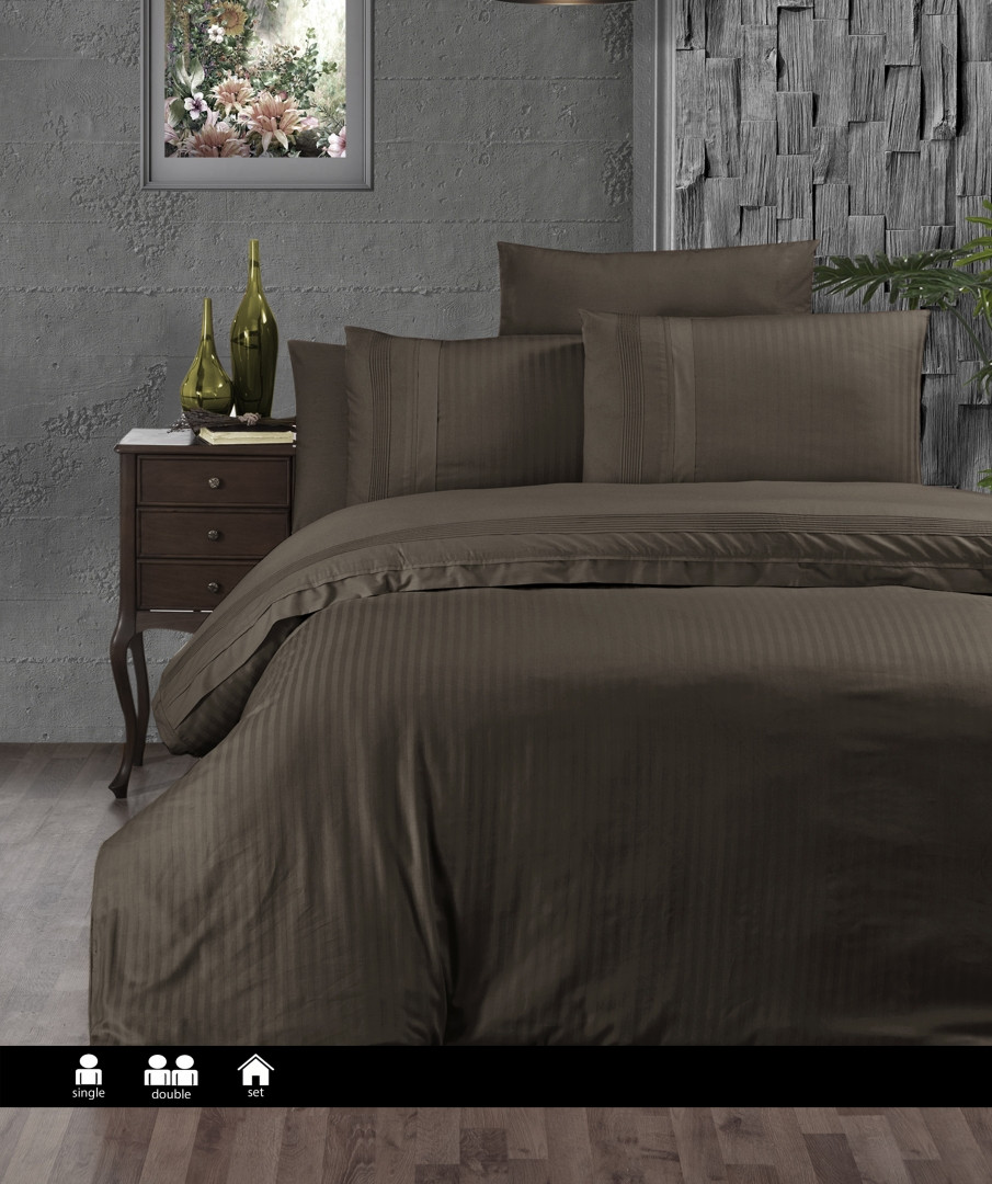 Постільна білизна First Choice Ranforce Deluxe 200 х 220 см Gala Brown, фото 1