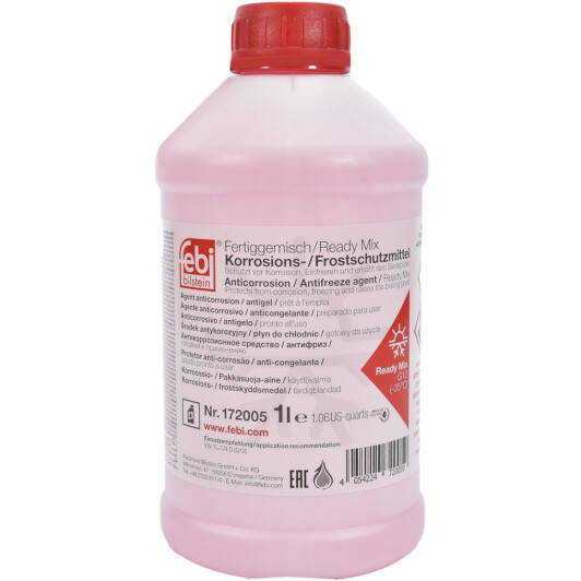 Febi G12 червоний -35 °C, 1 л (172005) готовий антифриз, фото 1