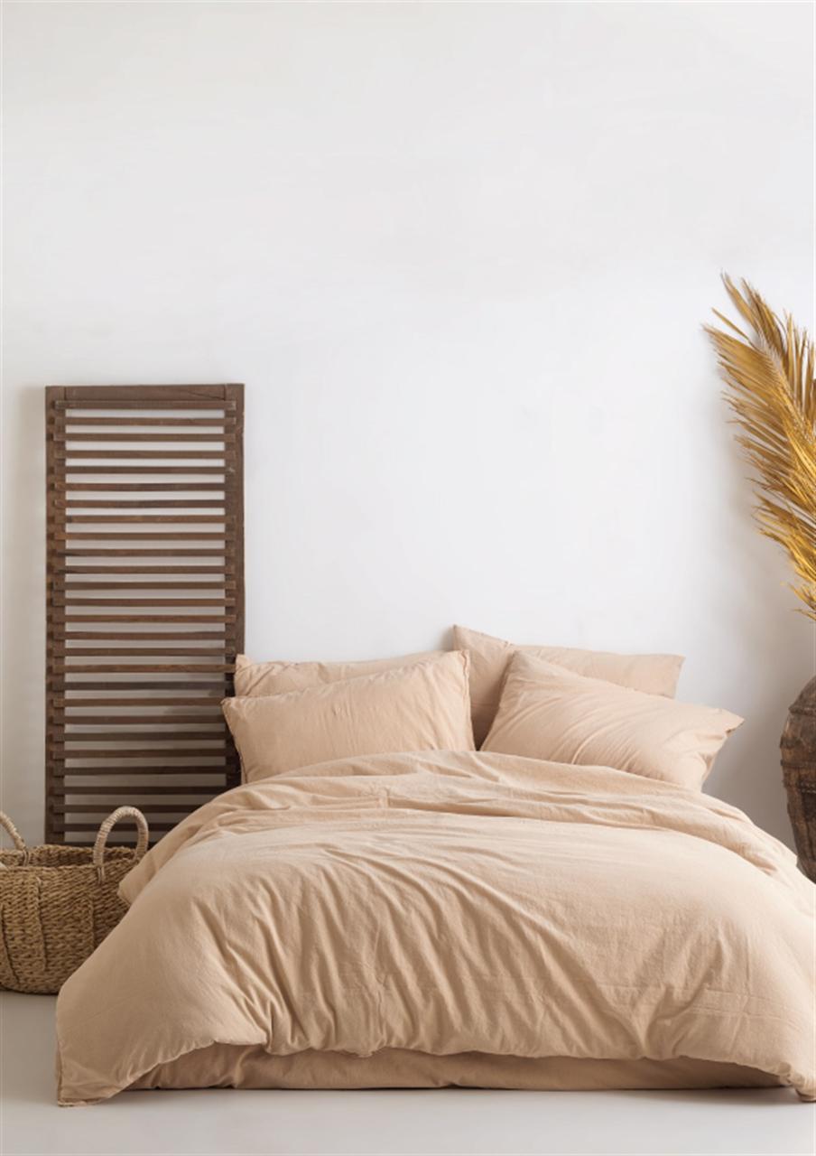 Постільна білизна Limasso Stonewashed Ranforse 200 х 220 см Akdeniz Bej, фото 1