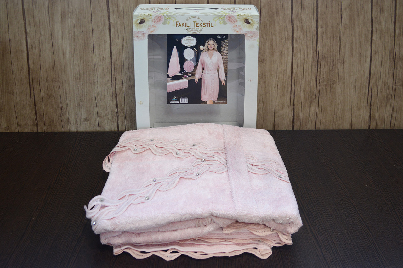 Жіночий набір Fakili Linda з рушниками Пудровий L, фото 1