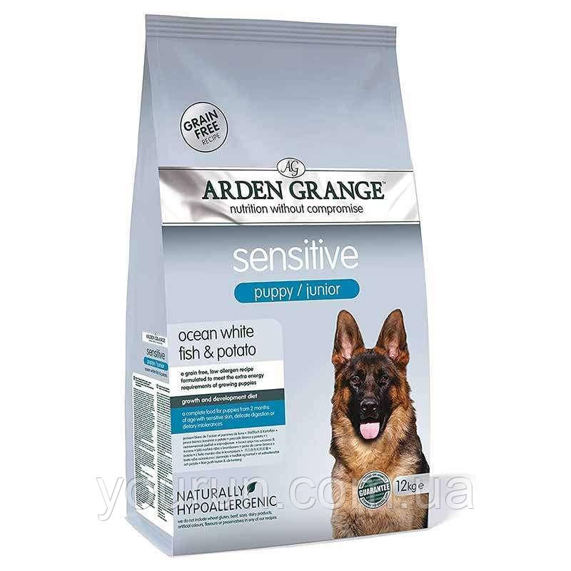 Arden Grange Puppy/Junior Sensitive - Сухий корм з океанічною білою рибою та картоплею для цуценят 12 кг