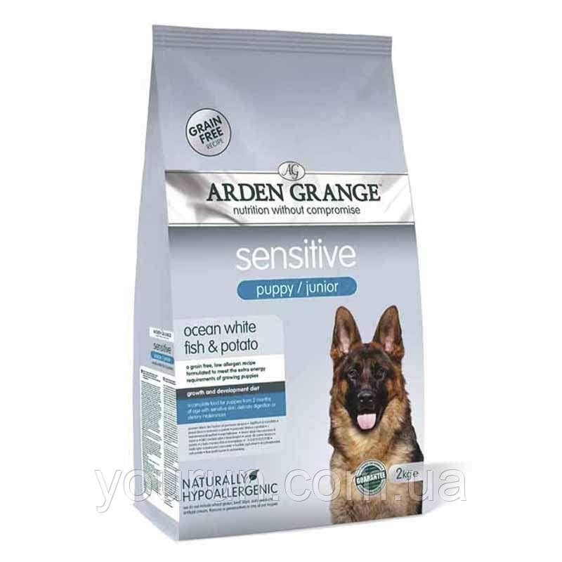Arden Grange Puppy/Junior Sensitive - Сухий корм з океанічною білою рибою та картоплею для цуценят 2 кг