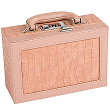 Скринька-кейс із кодовим замком для зберігання й перевезення прикрас "Рожевий захід" 24х16х10 см. (серія "Еліт")