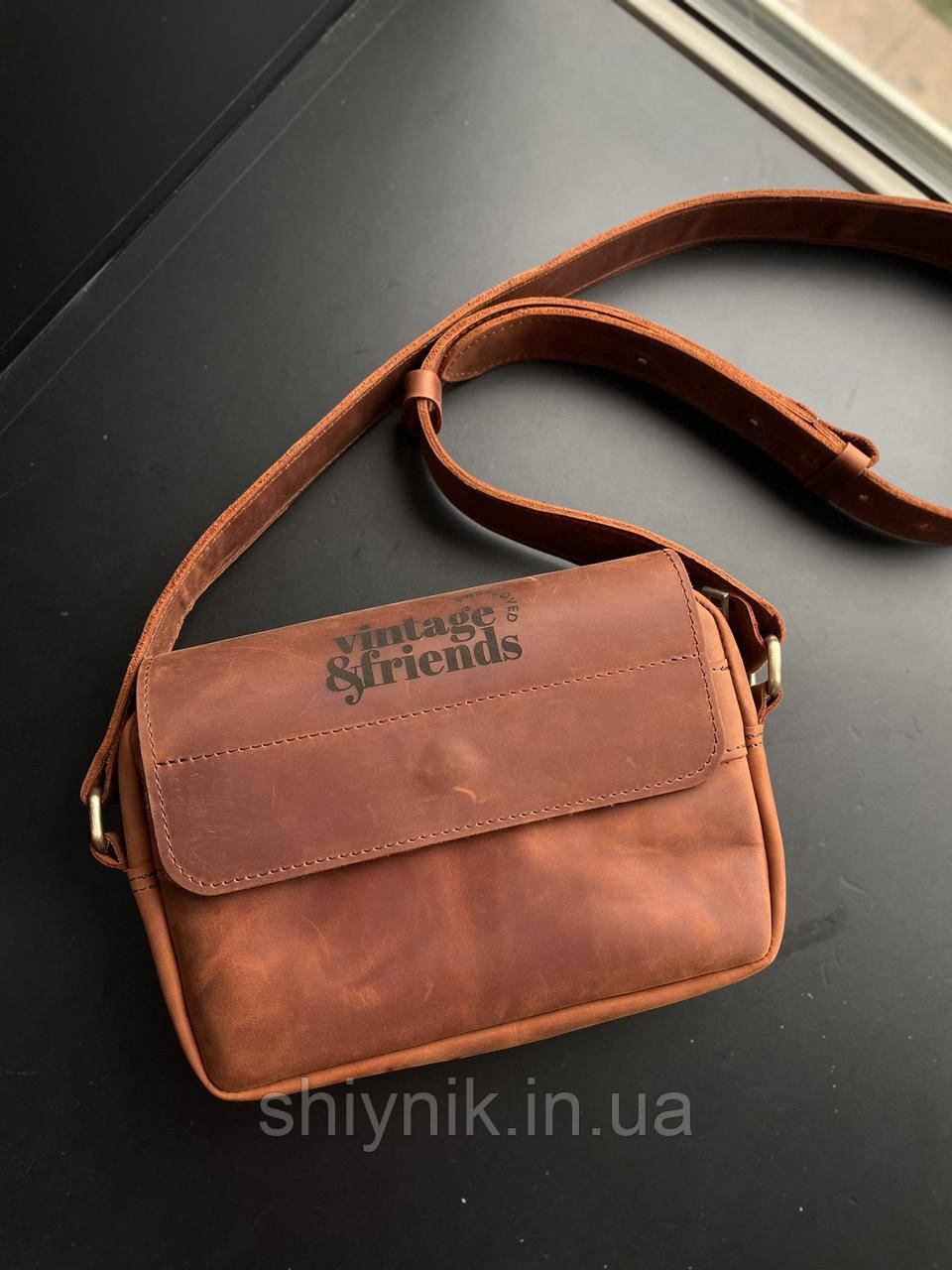 Жіноча шкіряна сумка OLIVIA коньячний, фото 1