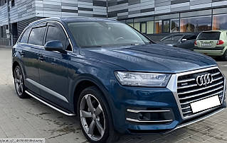 Дефлектори вікон із хром молдингом (вітровики) Audi Q7 2015-2020 (Hic)