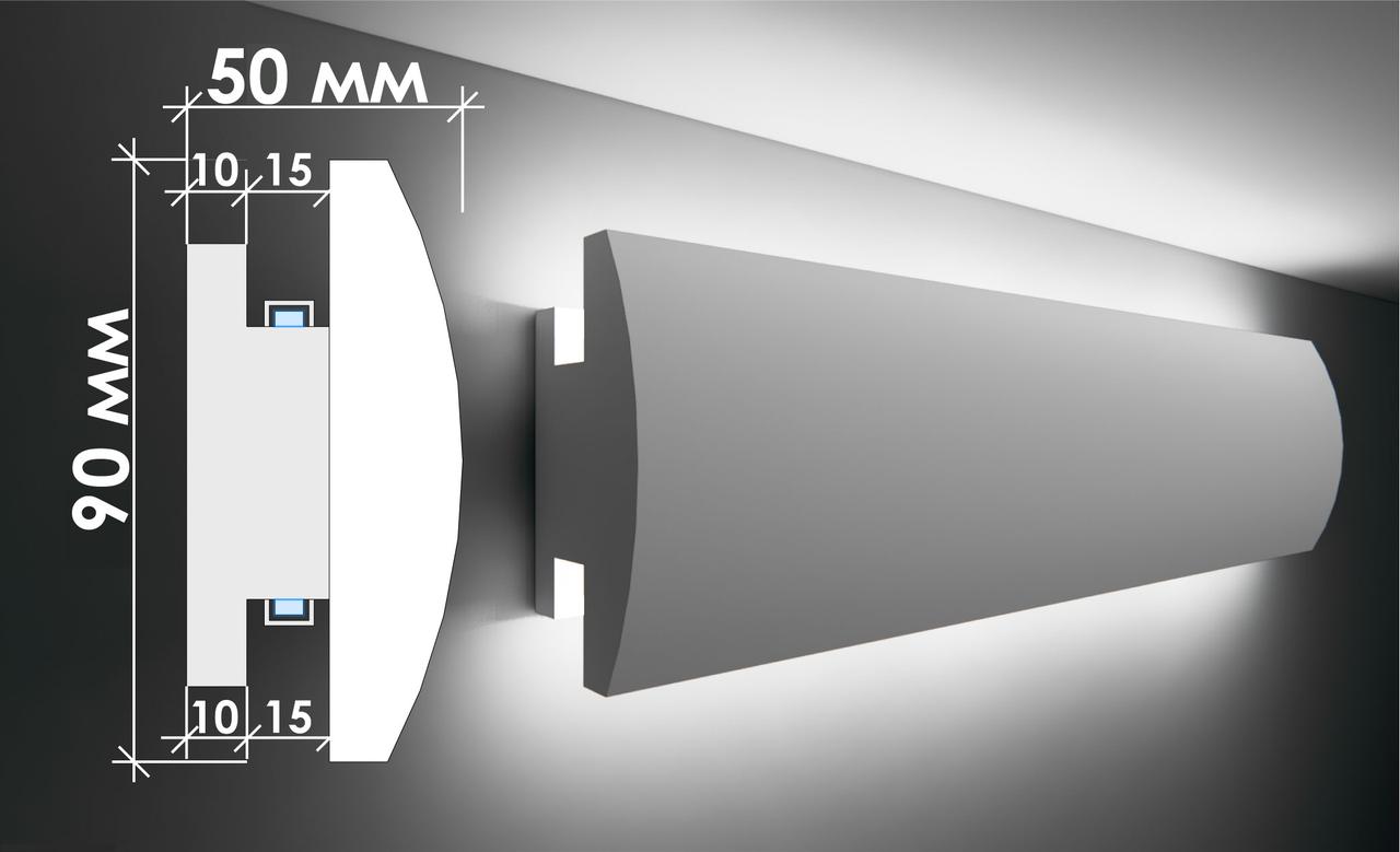 Стельовий молдинг з підсвічуванням, карниз для прихованого освітлення Тс-14