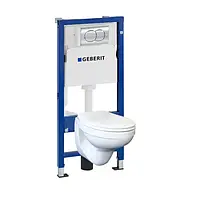 Комплект Geberit Duofix PRO 20 118.315.21.2: інсталяція Geberit Delta з підвісним унітазом Idol із сидінням.