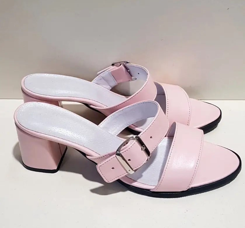 STTOPA Розміри 36-44. Шльопанці великих розмірів шкіряні. Каблук 6,5 см. 126-3644-65-1 Рожеві, фото 1