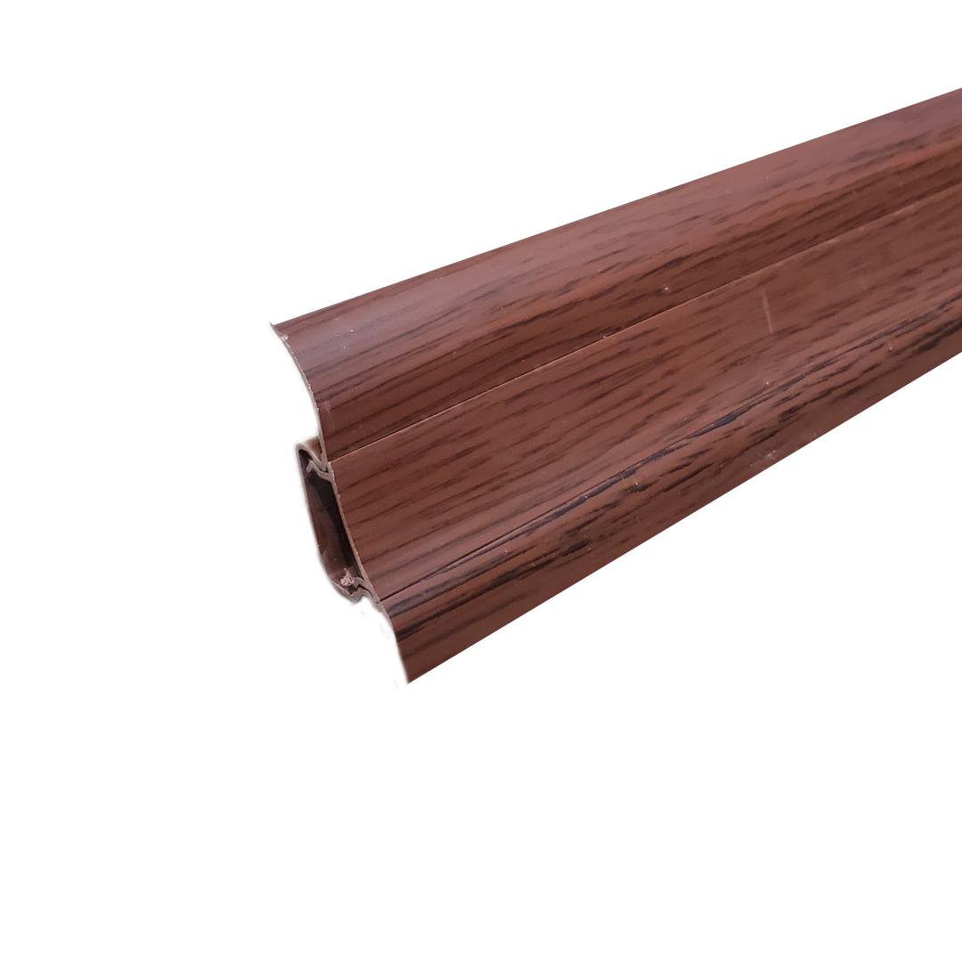 Плінтус пластиковий ТЕКО Стандарт 0020 Махонь з кабельом каналом широкий по підлозі м'які краї, фото 1