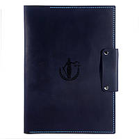 Шкіряна папка-портфель для документів Anchor Stuff Подарунок юристу А4 Темно-синя (as150102-4)