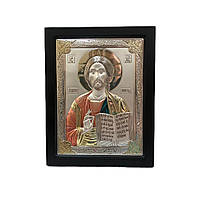 Икона Ісус Христос Спаситель в сріблі з позолотою Италлия 17х21см