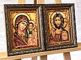 Пара ікон з бурштину Казанська, Ікони вінчальна пара з бурштину, фото 3