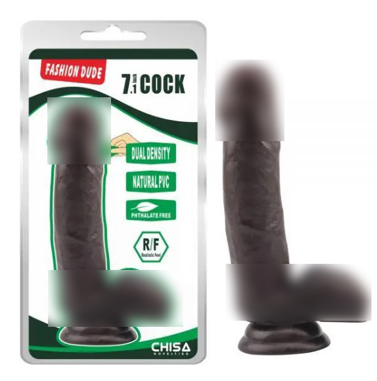 Чорний фалоїмітатор на присоску Fashion Dude 7.1 Inch Cock